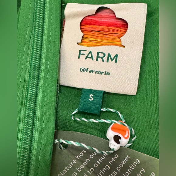 Farm Rio Banana Foliage Multicolor Puff-Sleeve Voile Midi-Dress NWT Size Small - Picture 11 of 14